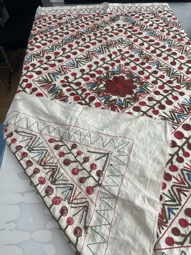 Antique Vintage Uzbek Embroidery Suzani Bed Cover Table Cloth Throw172x149cm 18 - Picture 12 of 18