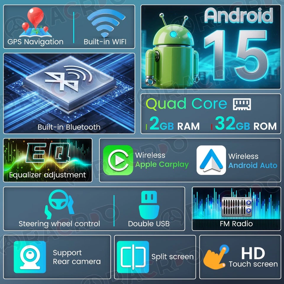 Para Subaru Legacy Outback 2003-2009 Android 15 Carplay Coche Radio Estéreo GPS Navegación Foto 4 de 4