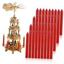 36 Pcs Pyramids Candles for Christmas Tree Chime Decorations Mini Candle Red
