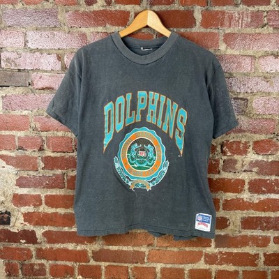 Vintage Miami Dolphins Shirt Mens Medium Gray NFL Football Nutmeg Graphic 90s