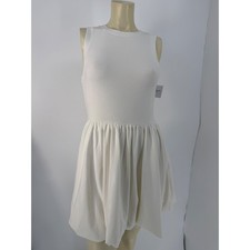 American Eagle Womens White Ribbed Knit Fit and Flare Mini Dress Small NWT
