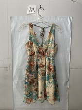 New Mode Neutral Multicolor V Neck Chiffon Mini Dress Women’s Size S