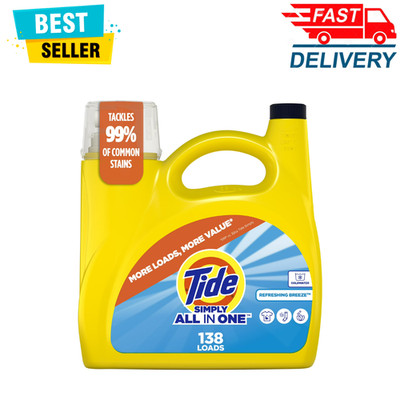 Tide Simply All-in-One Liquid Laundry Detergent, Refreshing Breeze, 182 fl oz
