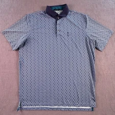 Greyson Mens Polo Shirt Large Blue Geometric Print Short Sleeve Golf Casual