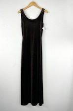 NWT VTG 90s SHE Sheri Bodell Brown Velvet Tank Dress Scoop Back Maxi Goth S