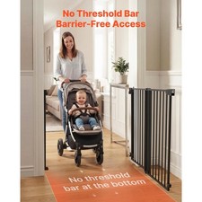 Baby Gate for Stairs, 31-48 in Adjustable Width, 30 in High Dog Gate, Black