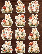 Fall Floral Bunny Die Cut Vinyl Stickers Scrapbooking Laptop Waterbottle