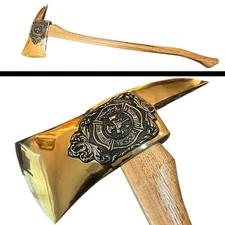 R.P. Daus Custom Engraved Embossed Polished Bronze / Brass Presentation Axe 1990
