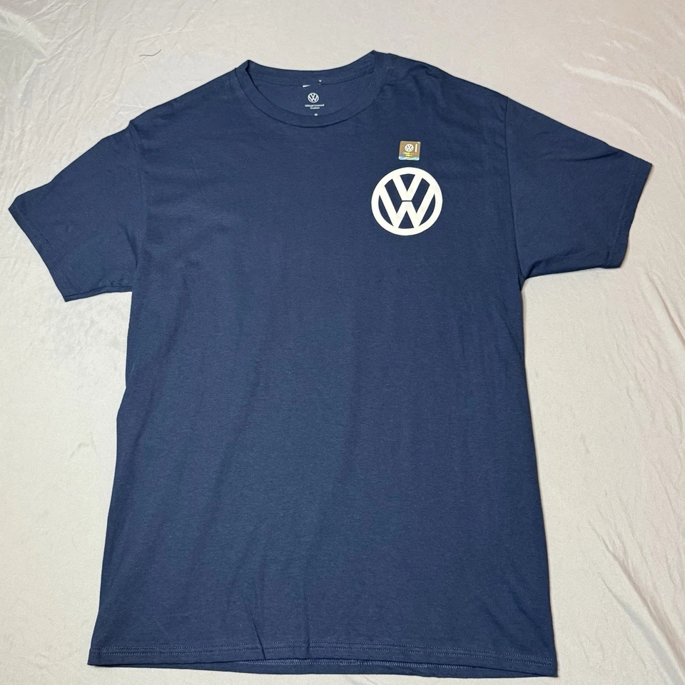 Camiseta pequeña Volkswagen manga corta para hombre azul marino VW logotipo furgoneta cuello redondo NUEVA Foto 3 de 4