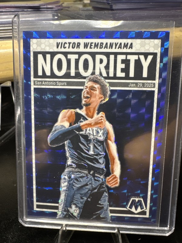 2024-25 Panini Mosaic Victor Wembanyama Notoriety Blue Mosaic Prizm /199 #3