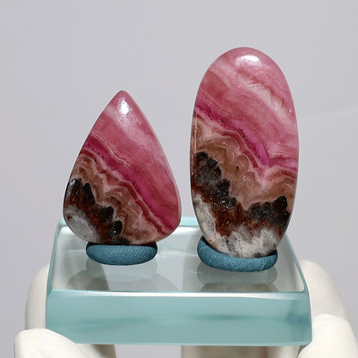 2 PC Natural Cobalt Calcite Hi-Quality 30.4mm-41.5mm Cabochon Loose Gemstone Set