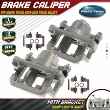 Pair Rear Brake Calipers with Bracket for Nissan Rogue 2008-2013 Rogue Select