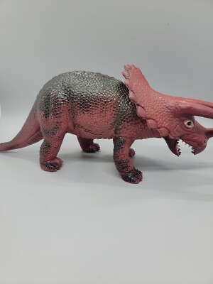 Vintage RARE 80s Dor Mei Toys Hard Rubber Triceratops Dinosaur