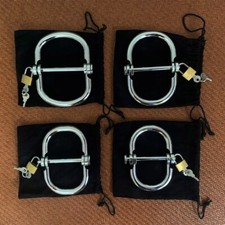 Stainless Steel Handcuffs Wrist Restraints Bondage Slave Cuffs Lockable Shackles