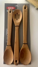 OXO Soft Works 3 Piece Prep & Serve Wooden Spoon Set Solid Beech  ~ Brand NEW!