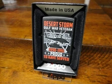 DESERT STORM GULF WAR VETERAN 1990-1991 PROUD TO HAVE SERVED LE  ZIPPO LIGHTER