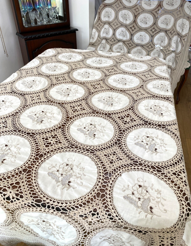 Mantel Hecho a Mano Estilo Madeira Crochet Crema Extra Grande 335x157 cm T47 - Imagen 2 de 15