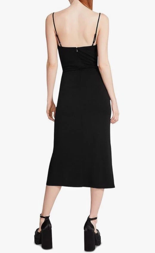 Nuevo sin etiquetas Vestido Steve Madden Apparel Para Mujer Mica Lateral Acanalado Midi Negro Talla L Foto 2 de 3