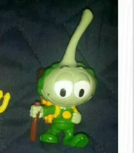 Vintage THE SNORKS Tooter Shelby Male with Green Hair Walking Hiker Figurine