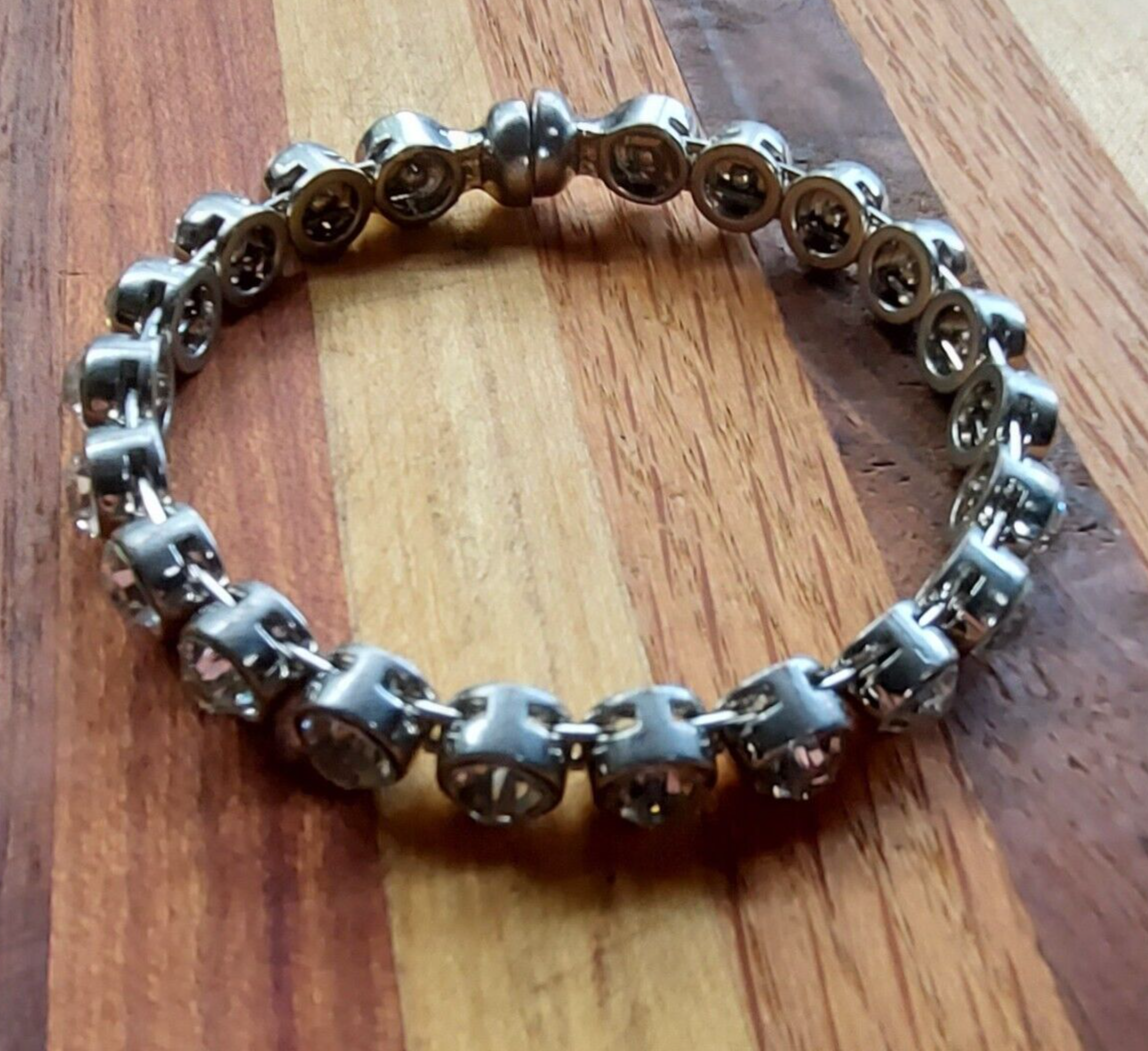 Chrome Rhinestone Studded Bracelet with Magnetic Clasp Pop Art Style-image