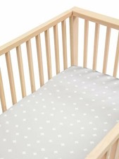 Silk Fitted Sheet for Cots / Cribs - Dove Grey Crosses 25 momme, Grade 6A Silk