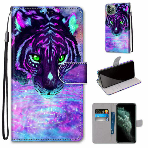 Cat Panda Wolf Flip Wallet Phone Case For iPhone 11 12 13 Pro Max XR XS 6 7 8 SE - Picture 14 of 45