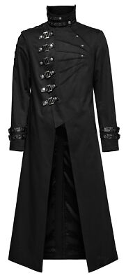 PUNK RAVE Men Black Steampunk Black Punk Rock Gothic Long Sleeve