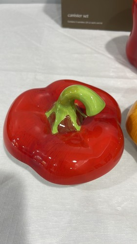 Pier 1 Imports peppers 20 oz canister set kitchen decor storage glazed ceramic - Picture 9 of 16