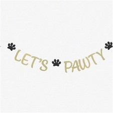 Glitter Paws Party Banner - Pet Birthday Decorations for Dogs and Cats - Paw Pri
