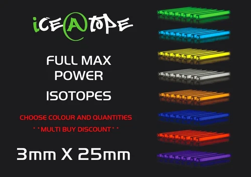 3MM X 25MM FISHING ISOTOPES BY ICEATOPE - GTLS Vial Trigalight BETALIGHTS carp
