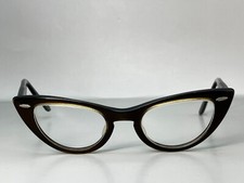 Bausch  Lomb 5-1/4 42 18 Eyeglasses FRAMES ONLY Cats Eye Horn Rim 50's Vtg