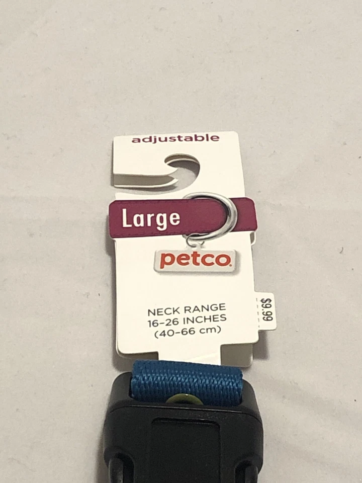Collar de cuello ajustable para perro Petco rangos de cuello 16-26 pulgadas tamaño grande turquesa Foto 3 de 3