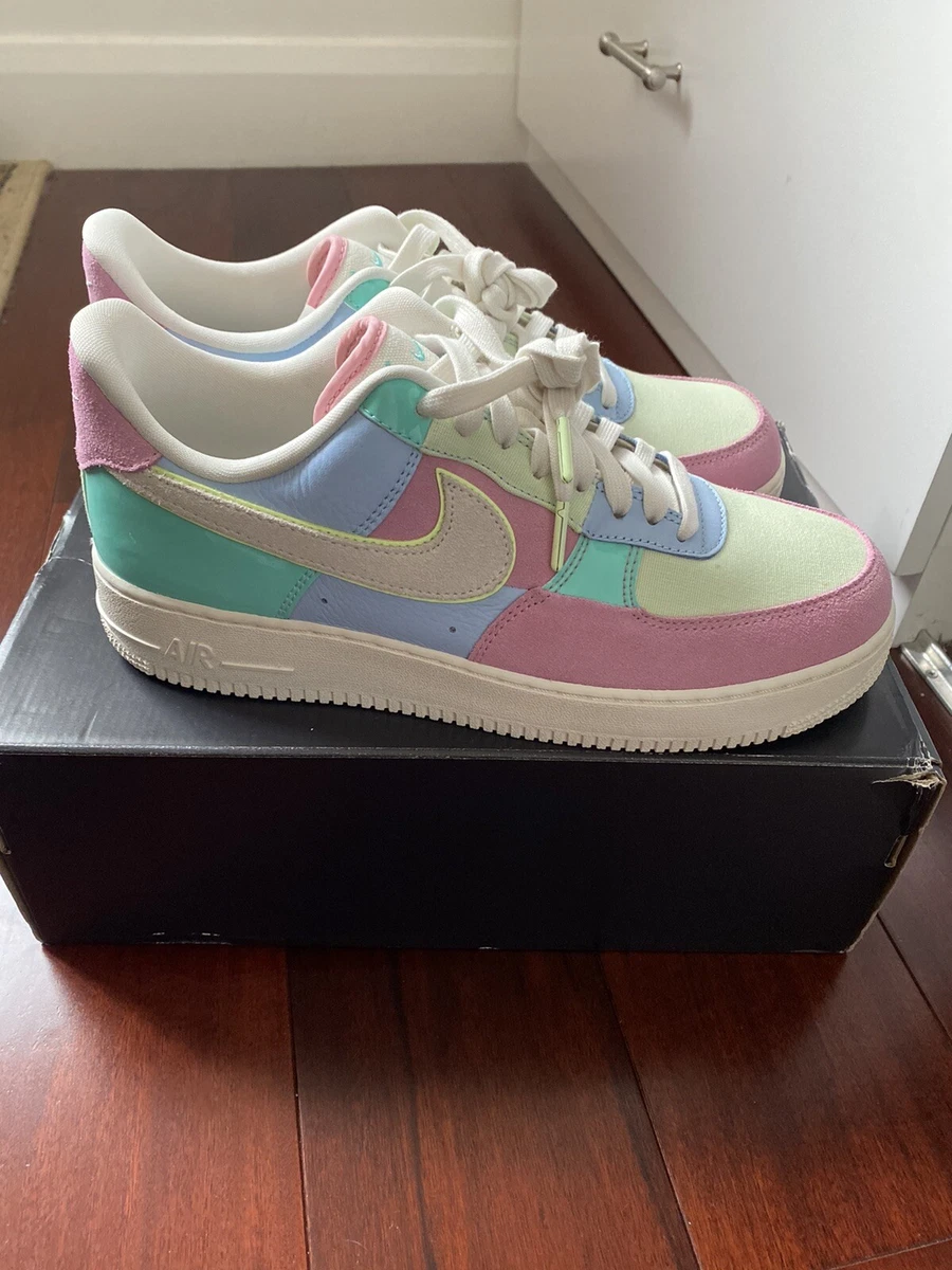 Estación Revisión Días laborables NIKE AIR FORCE 1 '07 QS SPRING PATCHWORK EASTER EGG PASTEL SZ 9.5 MEN | eBay