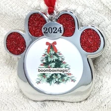 2024 CHRISTMAS TREE ORNAMENT PHOTO PICTURE FRAME PET PAW DOG OR CAT