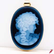 Pendentif Camée 750/18K Or Jaune Tête De Femme - Valeur 3.500€