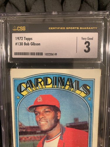 1972 Topps #130 Bob Gibson CSG 3 Very Good Vintage Cardinals Legend HoF Pop 3 - Picture 4 of 24
