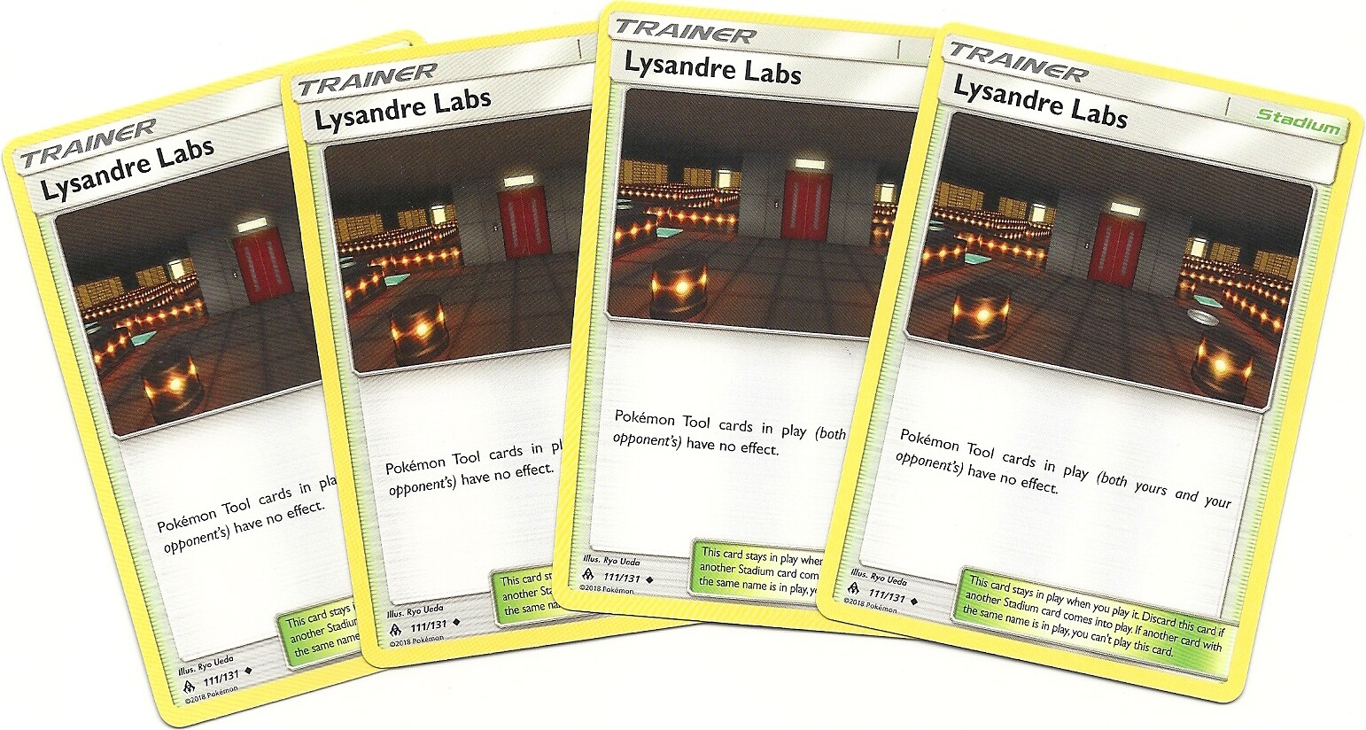 4x LYSANDRE LABS 111/131 - FORBIDDEN LIGHT Pokemon Card- Uncom PLAYSET- NM/MINT