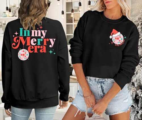 Christmas Sweatshirt for Women In My Merry Era Sweatshirts Large Black - Picture 2 of 6