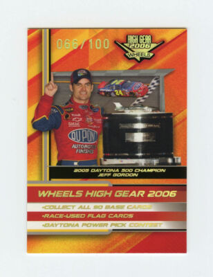 Jeff Gordon 2006 06 Wheels High Gear MPH Parallel Insert Card 066/100 #M90 CL