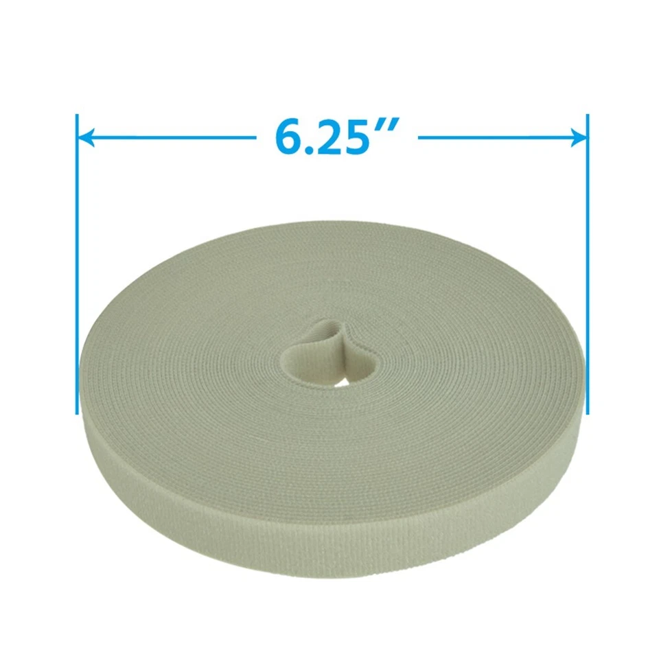 5 Pcs 50FT Roll Reusable Hook Loop Self Attaching Cable Tie Fastening Tape Gray - Image 4 of 4