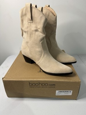 Size 5 - Boohoo Women s Faux Suede Western Cowboy Ankle Boots GZZ49439