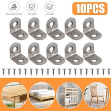 10 Packs L Brackets Corner Braces Sets Stainless Steel 90 Degree Right Angle New