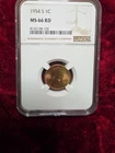 1954-S Lincoln Wheat Cent Penny 1C NGC MS66 RD San Francisco Mint BU Coin