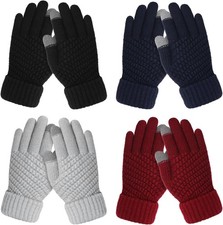 4 Pairs Kids Winter Gloves Boys Girls Touchscreen Warm Fleece Lined Gloves
