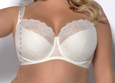 SALE! Womens Underwired semi soft lace ecru bra 50C Blanca K357 Gorsenia
