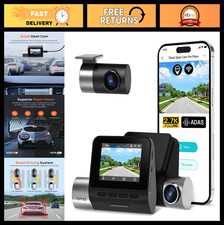 2.7K Dual Dash Cam Front Rear, WiFi GPS, Night Vision, 24/7 Parking Mode, APP