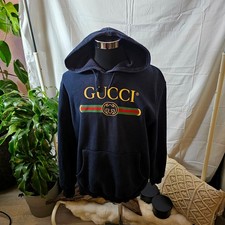 Mega Vintage Gucci Kapuzenpullover,Gr.XXL Oversize,blau, Frontlogo,Guter Zustand