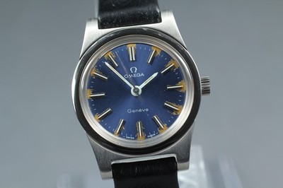 Vintage Omega Geneve 535 0031 Cal. 635 Blue Dial Handaufzug Damenuhr