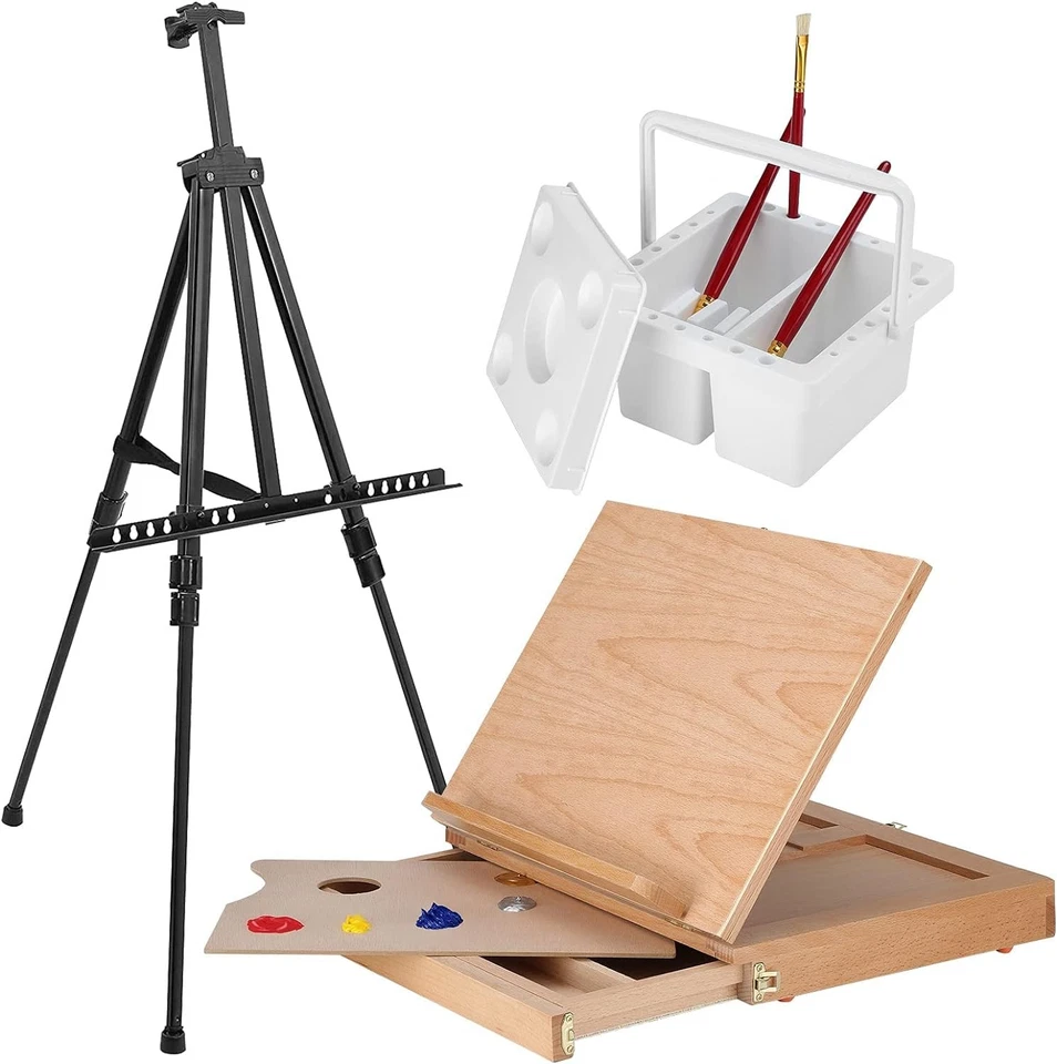 Juego de pintura de artista de lujo de 149 piezas con caballete de aluminio y madera de haya, 48 colores... Foto 2 de 4