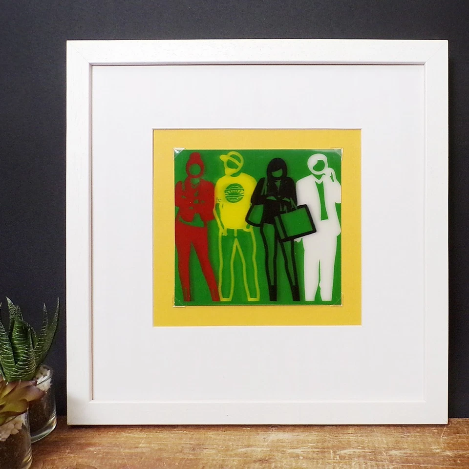 Impresión artística de Julian Opie enmarcada postal lenticular retrato de personas de pie 2019 Foto 2 de 4